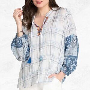 Johnny Was Workshop Mixed Print Peasant Blouse